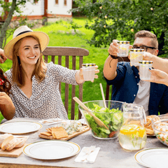 175pcs Food-Grade Wedding Event Banquet Disposable Tableware Dinnerware Gold-Edged Plastic Cutlery Pack of 25 Dining Sets Plates Cutlery Napkins