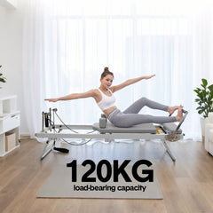 Pilates Reformer Foldable Pilates Machine Core Pilates Bed Max Load 120kg with Adjustable Resistance Fit Various Heights for Home Gym Workouts Save Space