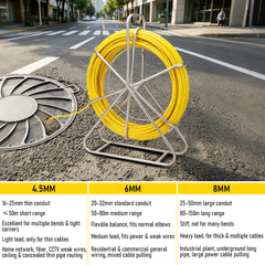 Alston 4.5mm 100M Fish Tape Fiberglass Rodder with Steel Reel Cage Cable Duct Rodder Snake Telstra NBN Tool Non-Conduct