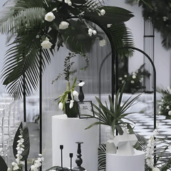 Metal Arch Backdrop Black Stand Wedding Arch Stand Set of 3 (6FT/5FT/4FT) Square Arched Frame for Outdoor Birthday Party Ceremony