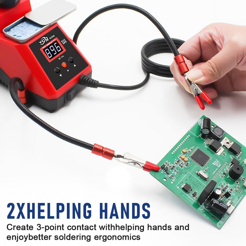 60W Digital Display Soldering Iron Station Kit w 2 Helping Hands Conversion Auto Sleep Calibration Support
