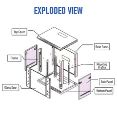 9U Cabinet Server Network Data Rack Wall Mount LAN Rack IT Equipment 20kg Max with Lockable Glass Door and Removable Side Panel Overall 0.6mm 450x542x400mm