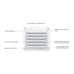SEAFLO Dent Vent UV-Resistant ABS Cover for Minor RV or Marine Body Damage 10.4" x 5" Quick Cost-Effective Repair Solution
