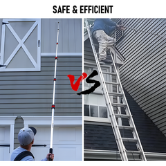 6m Telescoping Pressure Washer Wand Max 4000PSI Length Extendable and Adjustable with Support Belt Spray Wand and 5 Spray Nozzles for High Reach Roof Fence