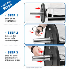 88cm Olympic Triceps Bar Standard Chrome Weightlifting Exercise Training Barbell with Spring Collars and Knurled Handle for Home Gym Fitness 200kg Capacity