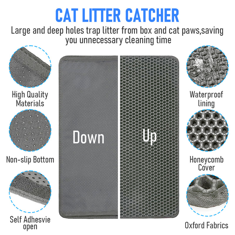 Melpet Cat Litter Mat - Large 91cm x77cm with Double Scatter Control Layer