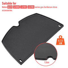 Cast Iron BBQ Half Griddle Plate Replacement Part For Weber Family Q320 Q3000 Q3100 Q3200 Series Grills Non-stick Cooking Pan 45.5x32cm