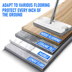 Flat D Set Mop and Bucket Wringer Set with Stainless-Steel Handle 10 Washable and Reusable Microfiber Pads for Hardwood Laminate Floors Tile