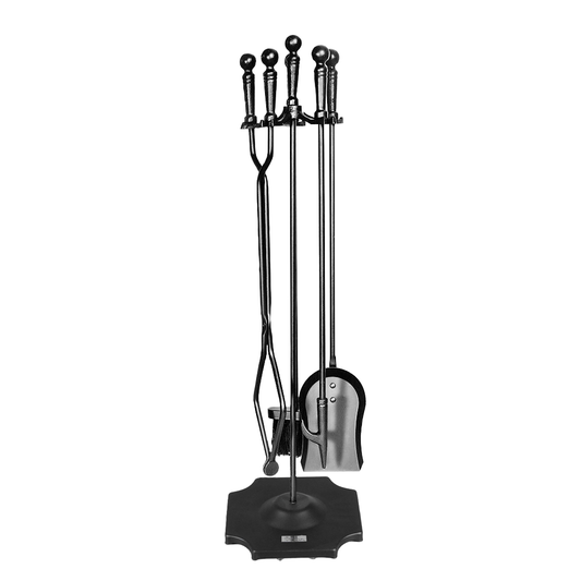 Fireplace Tool Set Fire Pit Stand Black Cast Iron Tongs 5 PCS Caddy Poker Shovel Brush Clipper Holder Tools Kit 81cm for Indoor and Outdoor Classic