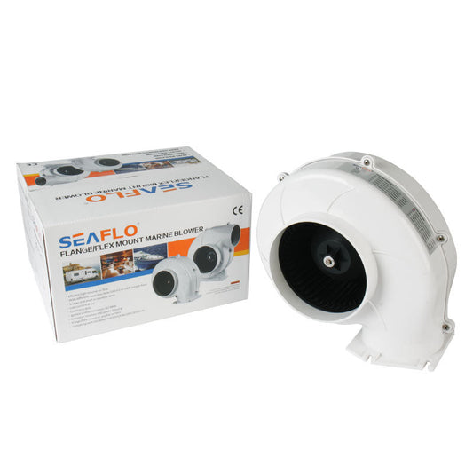 SEAFLO 4" Bilge Blower Fan 320 CFM 12V DC White Ventilation Boat Flange Mount
