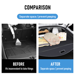 Tesla Model Y 2022-2023 Retractable Trunk Shelf Organizer Parcel Shelf Heavy-Duty Cargo Blinder Quick-Release Mechanism | Camping Urban Privacy Accessories