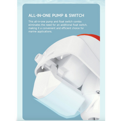 SEAFLO 1100 GPH Automatic Bilge Pump 12V with Built-in Switch Hose Clamps 4.5ft PVC Hose 1-Inch Thru-Hull Fitting for Boats Fully Submersible Durable