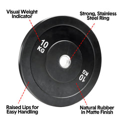 2 Pack 10kg Bumper Plates 2 Inch Olympic Weight Discs Rubber Barbell Plates With Stainless Steel Inserts Strength Training Weightlifting Home Gym Fitness