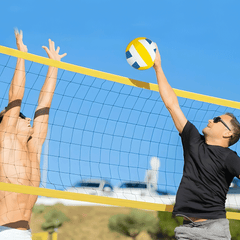 Portable Professional Volleyball Net Set Sports Mesh with Height Adjustable Pole and Ball Pump Beach Backyard Outdoor Training for Kids Adults Volleyball