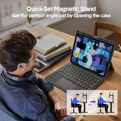iPad Pro Air11 Inch Case with Keyboard Light Weight Keyboard Case with Built-in Battery Easy-Set Magnetic Stand Removable Protective Case Black