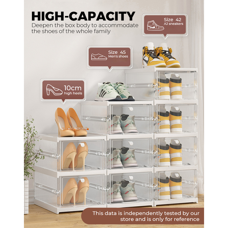 3pcs Shoe Box Containers Stackable-Clear