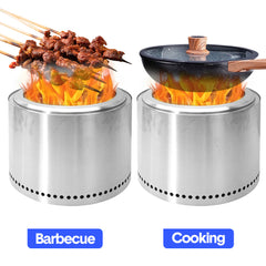 19'' Smokeless Firepit Outdoor Wood Burning Stainless Steel Fireplaces Portable Firepit with Removable Ash Pan and Storage Bag for Backyard Camping Patio