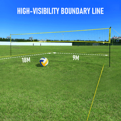 Portable Professional Volleyball Net Set Sports Mesh with Height Adjustable Pole and Ball Pump Beach Backyard Outdoor Training for Kids Adults Volleyball