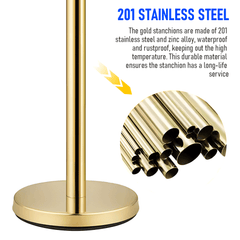 4 Queue Barriers with 3 Ropes- 4 Durable Stanchion 5ft Flannel Ropes, Elegant Crowd Control Solution - Ideal for Theaters Events and Exhibitions