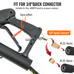 6m Telescoping Pressure Washer Wand Max 4000PSI Length Extendable and Adjustable with Support Belt Spray Wand and 5 Spray Nozzles for High Reach Roof Fence