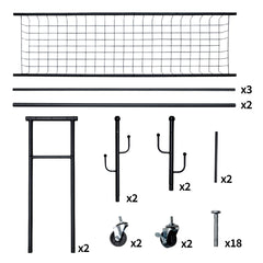 170cm Double Rails Garment Rack Free Standing Clothes Rack with 2-Tier Bottom Shelves and Wheels Metal Coat Stand For Bedroom Hallway Garment Organizer