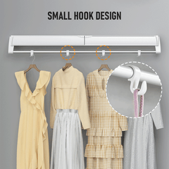 Alston Wall Mounted Drying Rack Clothes Airer Space Saver Folding Dryer Bearing Capacity 12KG Foldable Rail With Hooks Indoor Outdoor Balcony Laundry White