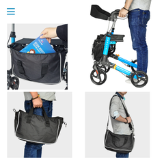 Alston 2 In 1 Foldable X-Fold Mobility Walker Rollator Chair Aid 8 Inch Wheel Max Load 136KG with Zippered Storage Bag for Elderly Seniors Indoor Outdoor Use