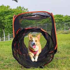 6 in1 Outdoor Portable Pet Cat Playpen Folding Pop Up Mesh Play Tent Tunnel House Enclosures Portable with Storage Bag for Indoor and Outdoor