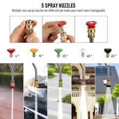 6m Telescoping Pressure Washer Wand Max 4000PSI Length Extendable and Adjustable with Support Belt Spray Wand and 5 Spray Nozzles for High Reach Roof Fence