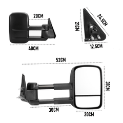 Front Pair Extendable Towing Mirrors Fit for Nissan Patrol GU/Y61 1997-2016 Manual Foldable Split View Black 2pcs