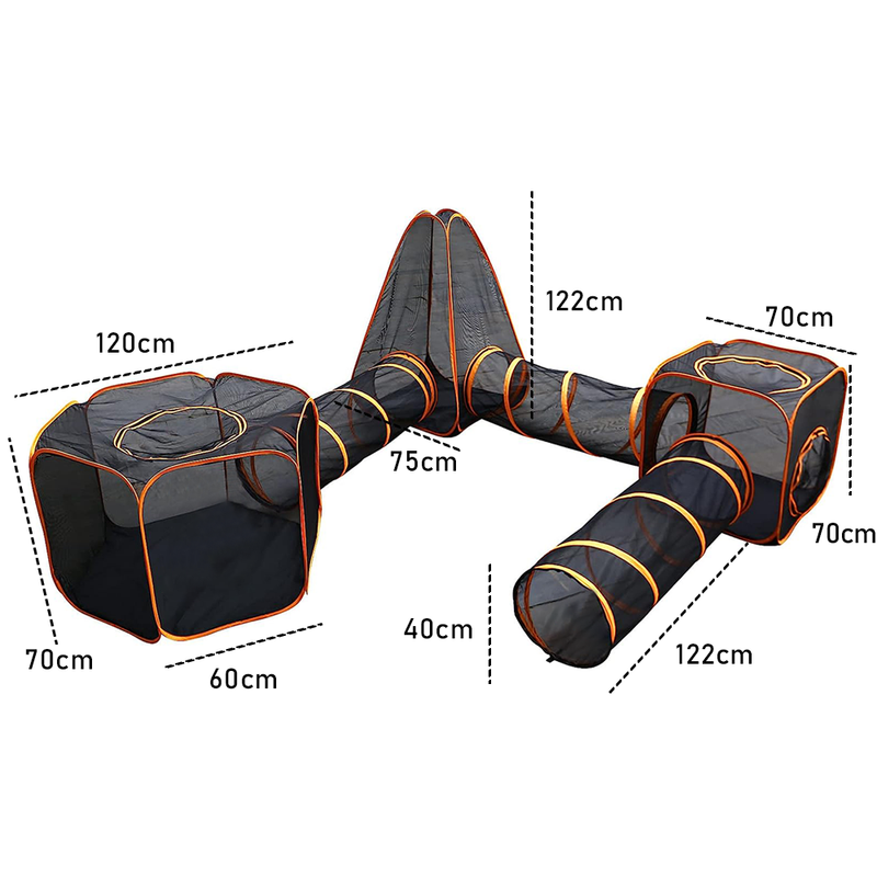 6 in1 Outdoor Portable Pet Cat Playpen Folding Pop Up Mesh  Play Tent Tunnel House Enclosures Portable with Storage Bag for Indoor and Outdoor