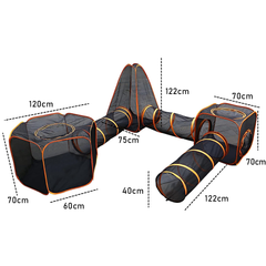 6 in1 Outdoor Portable Pet Cat Playpen Folding Pop Up Mesh Play Tent Tunnel House Enclosures Portable with Storage Bag for Indoor and Outdoor