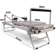 Pilates Reformer Foldable Pilates Machine Core Pilates Bed Max Load 120kg with Adjustable Resistance Fit Various Heights for Home Gym Workouts Save Space