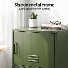 Artiss 2x Buffet Sideboard Cabinet Storage Cupboard 2 Doors Metal Green DOUBLE