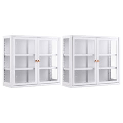 Artiss Buffet Cabinet Sideboard X2 Wall Mounted Clear Display Storage 60cm White