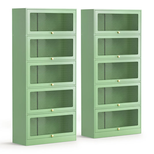 Artiss 2x Buffet Sideboard Cabinet Storage Cupboard Mesh Doors Metal ELIA Green
