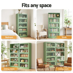 Artiss 2x Buffet Sideboard Cabinet Storage Cupboard Mesh Doors Metal ELIA Green