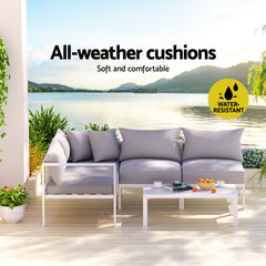 Gardeon 4 Seater Outdoor Sofa Set Aluminium Lounge Setting