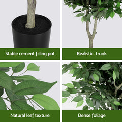 Artiss 180cm Artificial Ficus Tree Faux Trees Indoor Decor Artificial Plants Lifelike Plant 1.8M