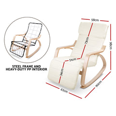 Artiss Rocking Armchair Footrest Nursing Beige Afton