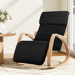 Artiss Rocking Armchair Footrest Nursing Black Afton