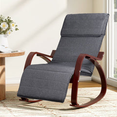 Artiss Rocking Armchair Footrest Nursing Charcoal Afton