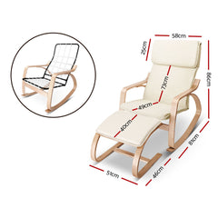 Artiss Rocking Armchair Footstool Bentwood Beige