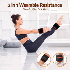 Everfit Adjustable Ankle Weights, 1 Pair (0.9-4.55Kg) Removable Sandbags for Women & Men, Wrist Weights & Leg Weights for Home Gym, Pilates, Walking, Strength Training