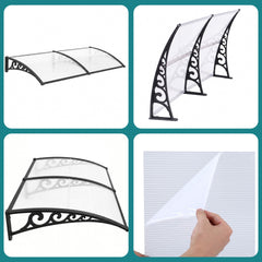 Instahut Window Door Awning 0.8mx2m Transparent