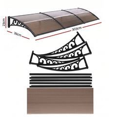 Instahut Window Door Awning 0.8mx3m Brown