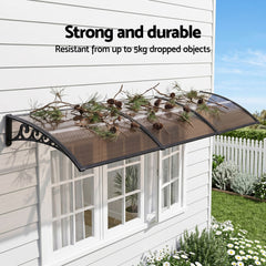Instahut Window Door Awning 0.8mx3m Brown