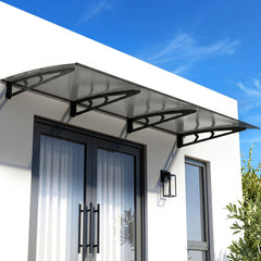 Instahut Window Door Awning Canopy 1m x 3m Grey Solid Sheet Metal Frame