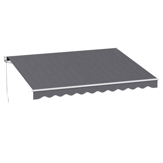 Instahut Retractable Folding Arm Awning Manual Sunshade 3.5M X 3M Grey