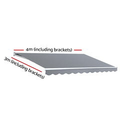 Instahut Retractable Folding Arm Awning Manual Sunshade 4Mx3M Pearl Grey